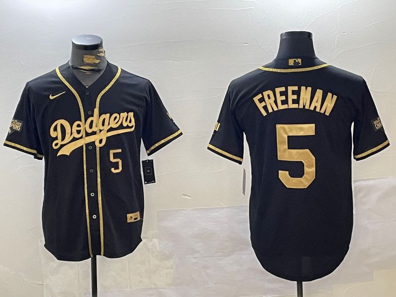 Men Los Angeles Dodgers #5 Freeman Black Gold Fashion Nike 2024 MLB Jersey style 11207->los angeles dodgers->MLB Jersey